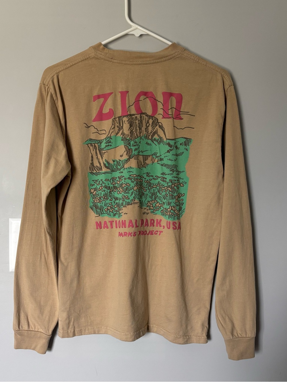 Parks Project Tan Crewneck Tee with Black Label Print